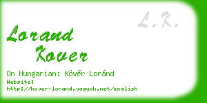 lorand kover business card